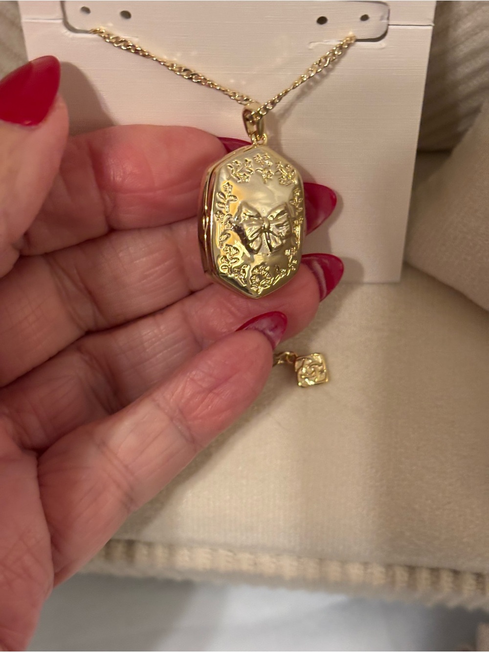 Kendra Scott Gold Floral Locket Necklace with Pink and Green Accents - Picture 3 of 4